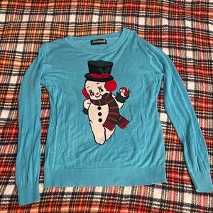 Sourpuss Clothing Blue Snowman Sweater